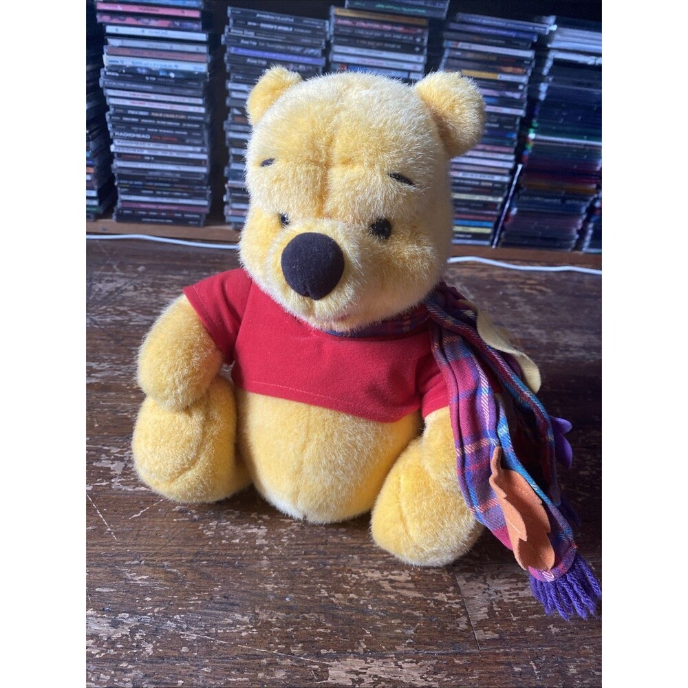 Disney's Winnie the Pooh Plush with Fall Scarf Leaves 1998 Mattel Vintage